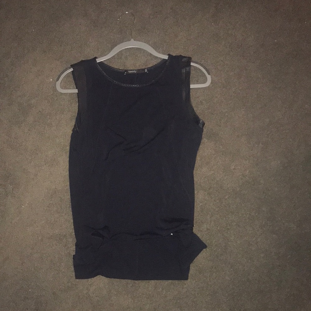 Navy blue with leather sleeve cuffs
